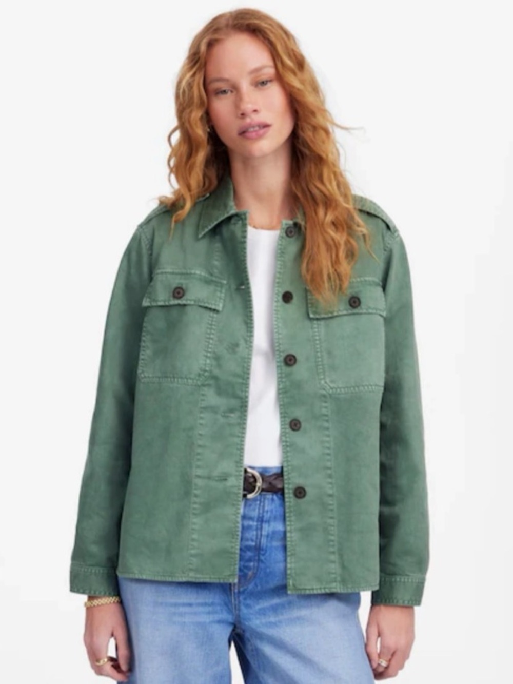 Madewell Green Easy Utility Relaxes Shirt Jacket 100% Cotton